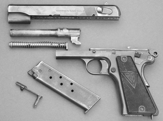 Pistolet Vis wz. 35 częściowo rozłożony